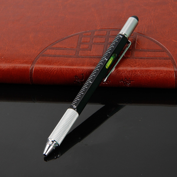创意六合一螺丝刀工具笔 带刻度多功能笔 触屏笔 水平仪笔 金属圆珠笔
