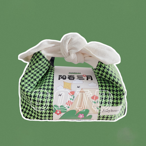 【阳春三月】原创踏青礼包 手提布包+艾草青团+硅胶折叠饭盒+爆眼青虫 礼品定制
