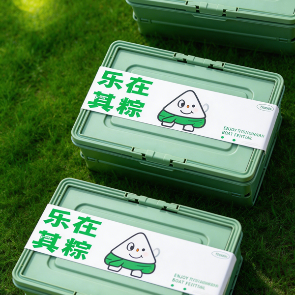 jimeng-2026-04-07-3699-根据我上传的图片礼盒放在草地上，复制多个相同的礼盒，摆放整齐，大气 侧面俯视的...